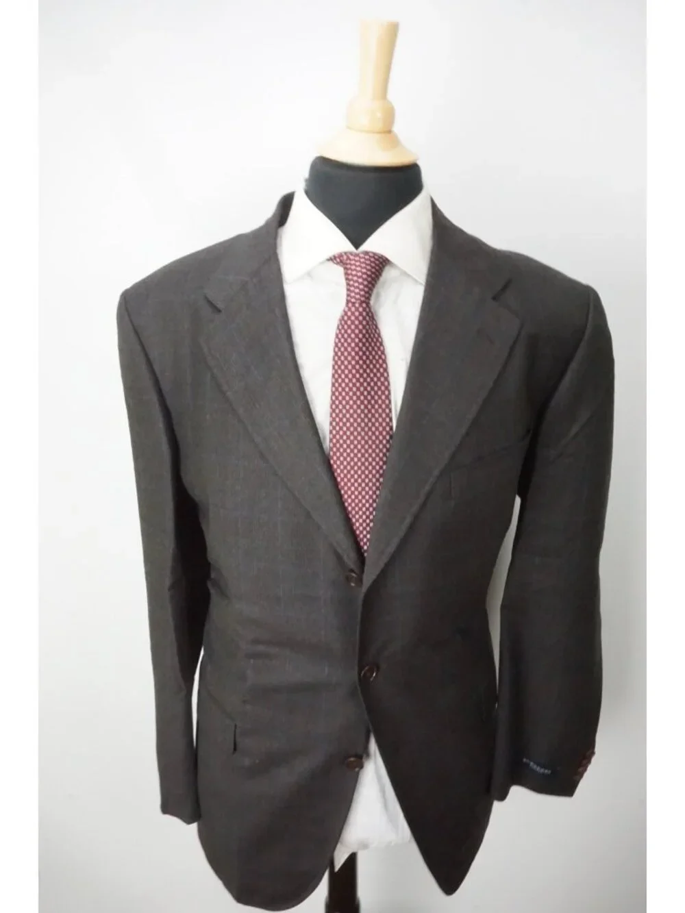 Burberry London Brown Blue Plaid S100s 2 Pc Suit Jacket Pants Sz 48R BRAND NEW